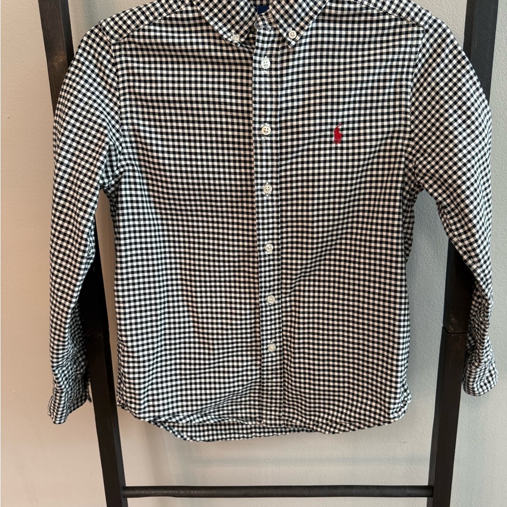 Ralph Lauren Boys Black and White Plaid Shirt